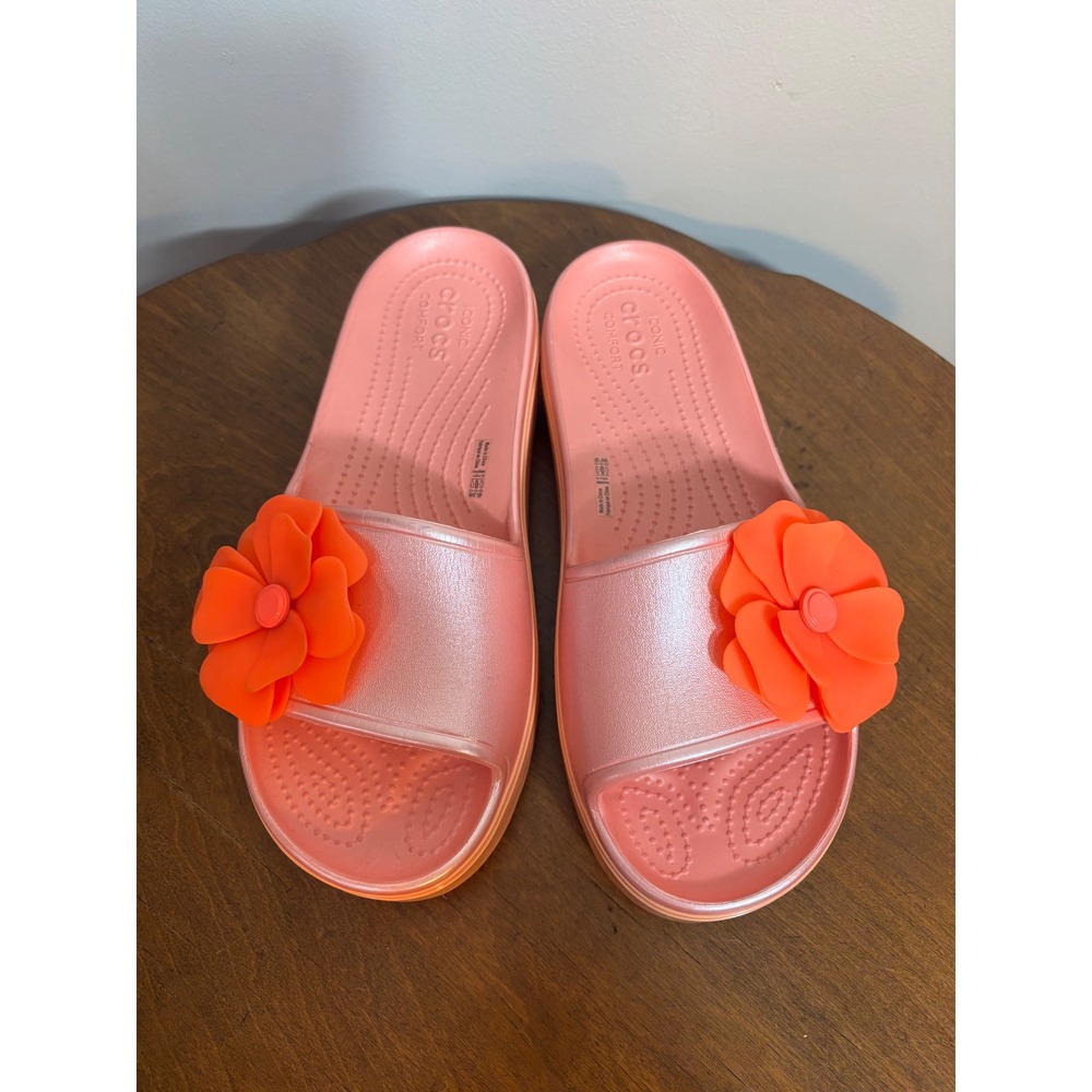 Crocs Kadee II Graphic Floral Slide Sandals Pink Women's‎ Size 8 M 10 W